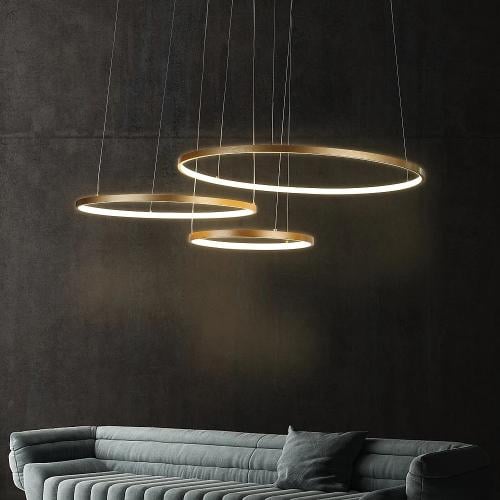 نجف مودرن 3حلقات ذهبي لون الانارة اصفر 75 واط ثلاث...