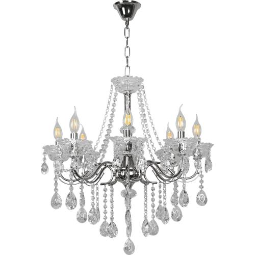 نجف مودرن شمعدان فضي مع شفاف E14*8