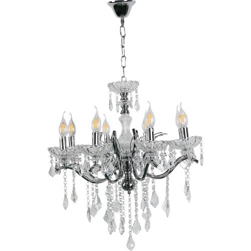 نجف مودرن شمعدان فضي مع شفاف E14*8