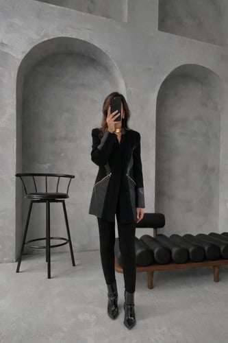 Black Tailored Contrast Blazer Set