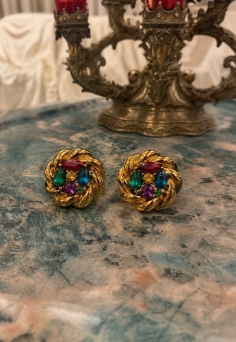 Vintage Multicolor Gem Earrings