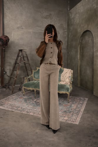 Neutral Check Three-Piece