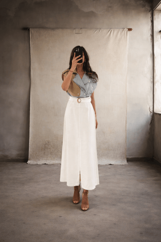 Ivory Contrast Skirt Set
