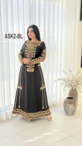 جلابيه عسيري كتان تطريز ذهبي