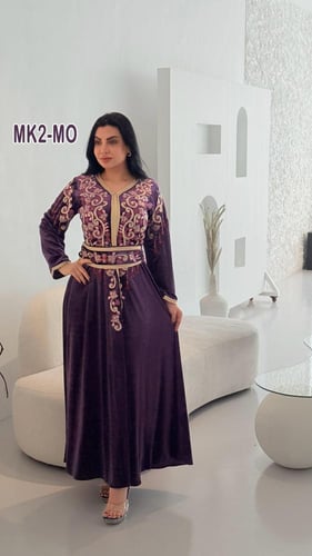 جلابيه مخمل تطريز مغربي