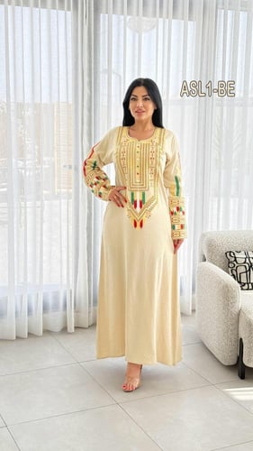 فستان عسيري مطرز تطريز أمام وكمام