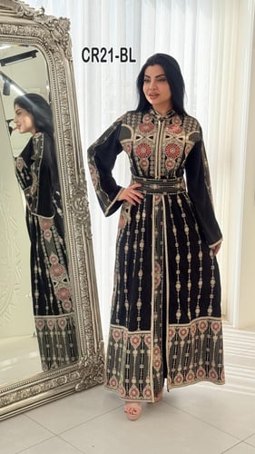فستان ملكي كريب سحاب رده تطريز هندي الماس