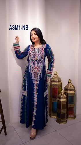 جلابيه عسيري كريب تطريز ملون