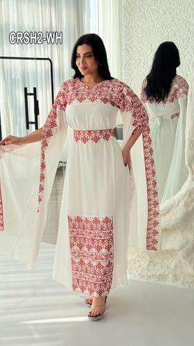 فستان شيفون تطريز كامل