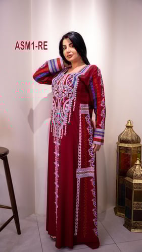 جلابيه عسيري كريب تطريز ملون