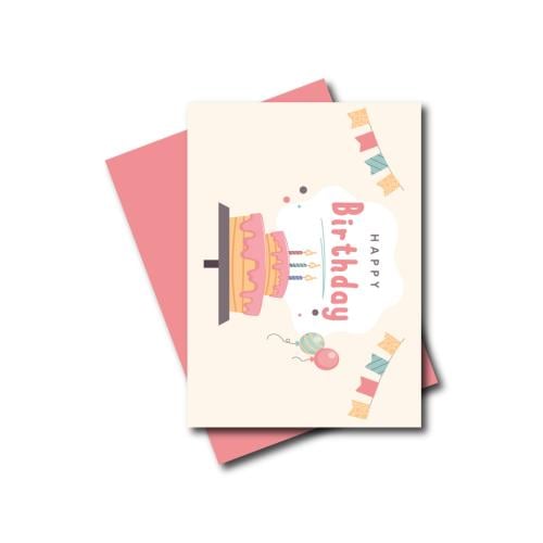 بطاقة عيد ميلاد مع ظرف مقاس ( 16.5 * 12 سم )