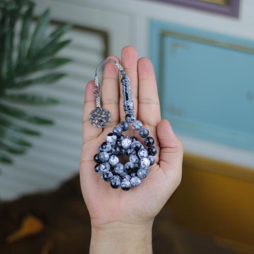 سبحة إمبرلايت تورك – أسود مموج بالأبيض بطربزونة فض...