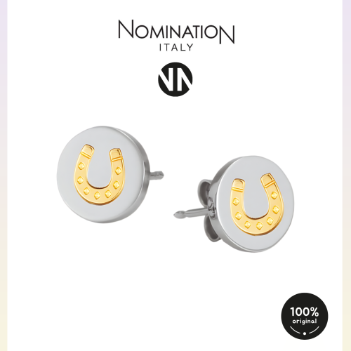 حلق نومينيشن حجر شكل حدوة حصان لون ذهبي