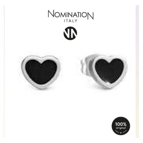 حلق فضي قلب اسود