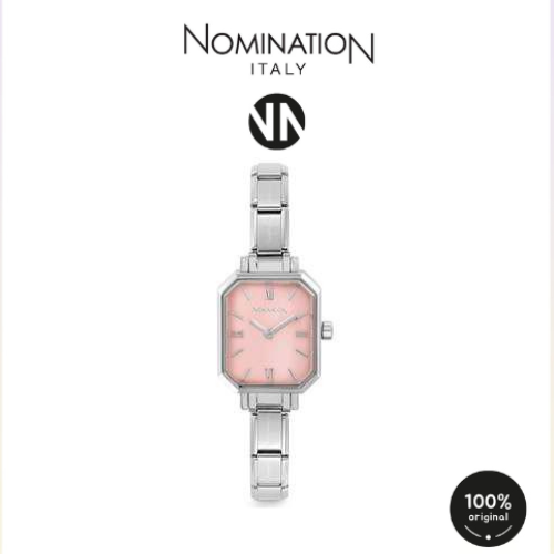 ساعة فضي مينا وردي