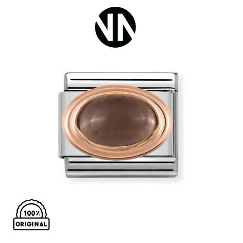 شكل تركيب كلاسيك حجر بيضاوي روزقولد SMOKY QUARTZ