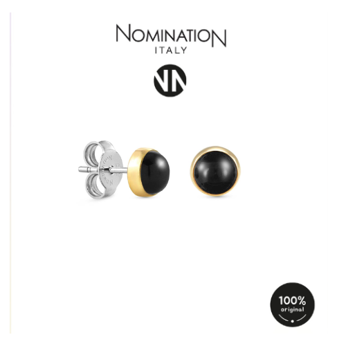 حلق نومينيشن حجر لون اسود اطار ذهبي