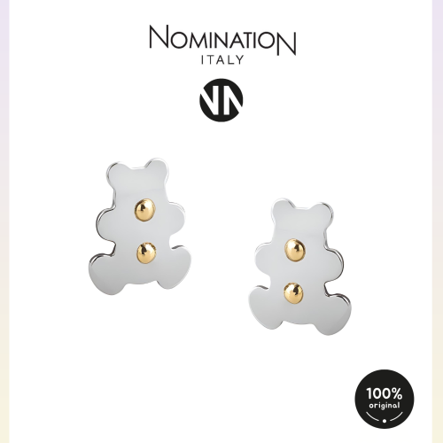 حلق نومينيشن حجر شكل دب لون فضي