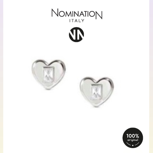 حلق فاشن فضي شكل قلب مع زيركون ابيض