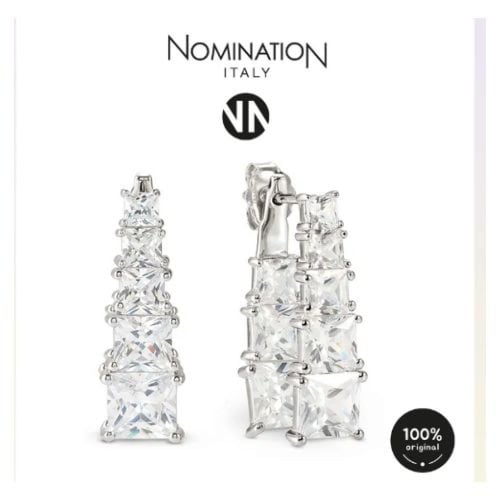 حلق فضي زريكون ابيض