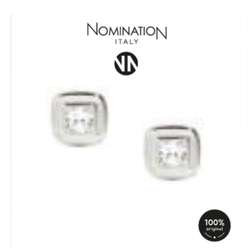 حلق فاشن فضي شكل مربع مع زيركون ابيض