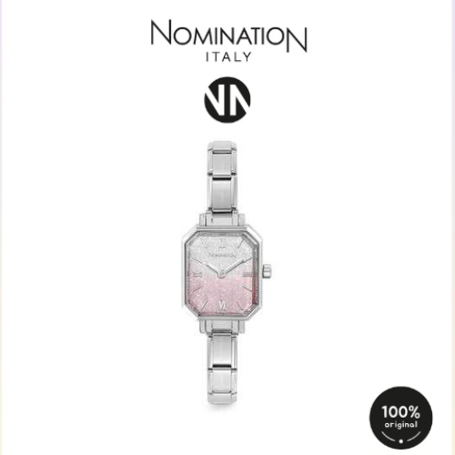 ساعة فضي مينا فضي و وردي