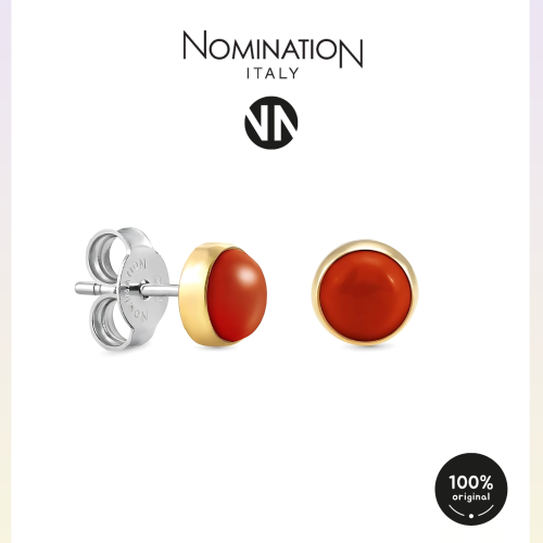 حلق نومينيشن حجر لون احمر اطار ذهبي