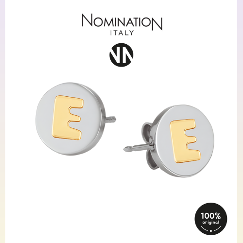 حلق نومينيشن حجر حرف E لون ذهبي