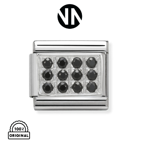 شكل تركيب كلاسك مربع زيركون اسود فضي