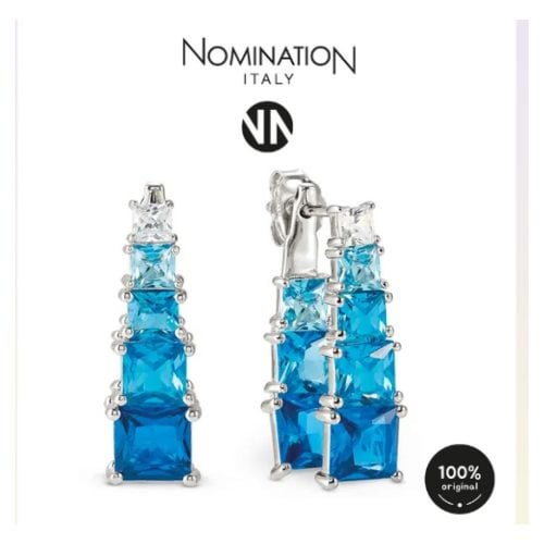 حلق فضي زريكون ازرق