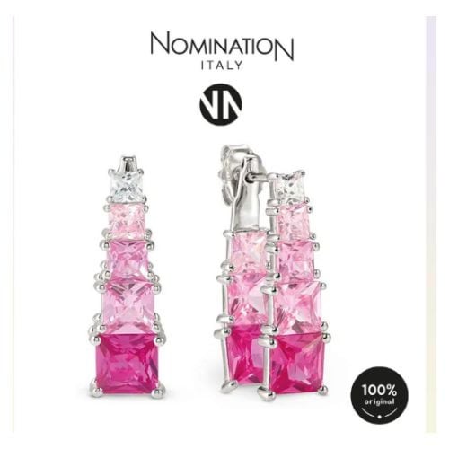 حلق فضي زريكون وردي