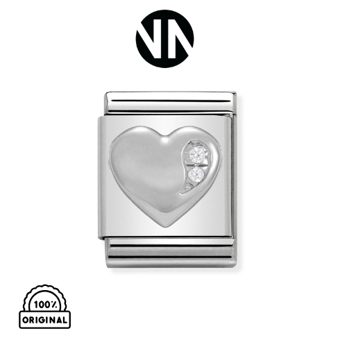 شكل قلب فضي عريض