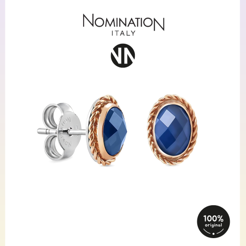 حلق نومينيشن حجر لون ازرق اطار روز قولد