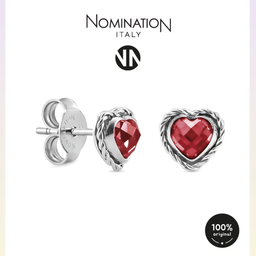 حلق نومينيشن حجر شكل قلب لون احمر