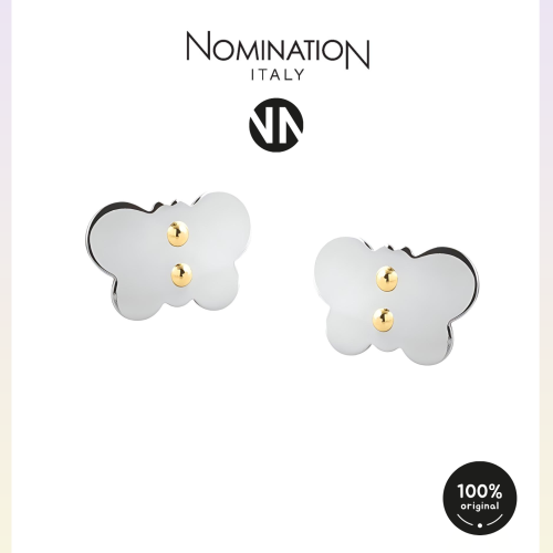 حلق نومينيشن حجر شكل فراشة لون فضي