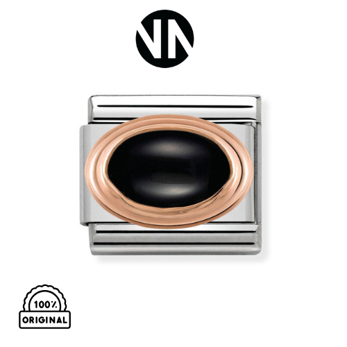 شكل تركيب كلاسيك حجر بيضاوي روزقولد BLACK AGATE"