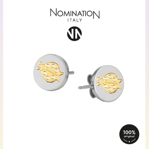 حلق نومينيشن حجر شكل خنفساء لون ذهبي