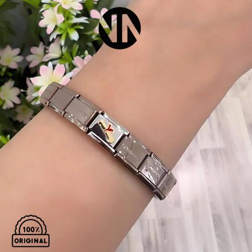 اسوارة نومينيشن مقاس 17 كلاسيك لون بني مع شكل شهاد...