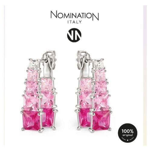 حلق فضي زريكون وردي