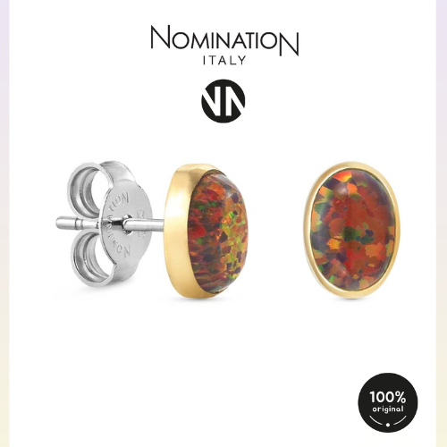 حلق فاشن ذهبي STONES RED OPAL