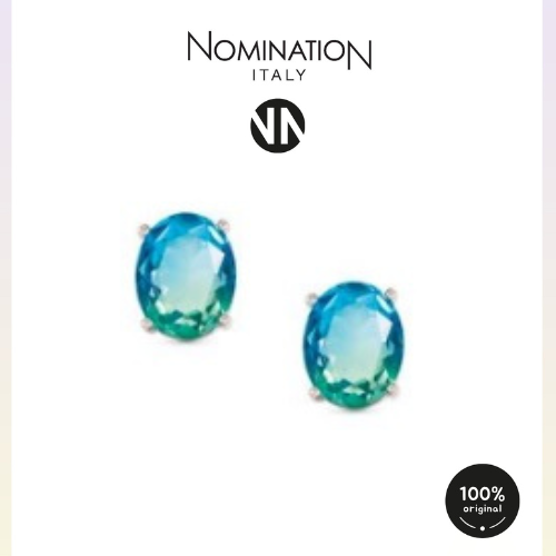 حلق فاشن فضي حجر الزيركون الازرق