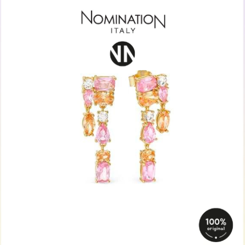 حلق ذهبي زيراكون لون وردي