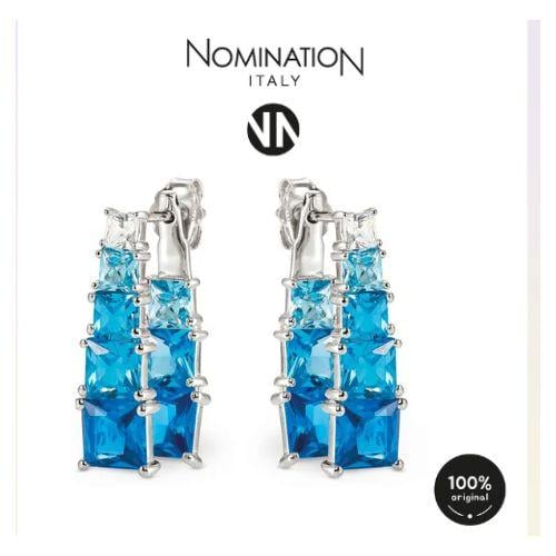 حلق فضي زريكون ازرق