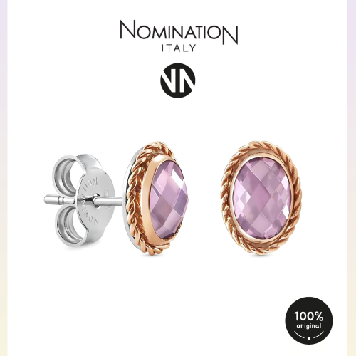 حلق نومينيشن حجر لون بنفسجي فاتح اطار ذهبي