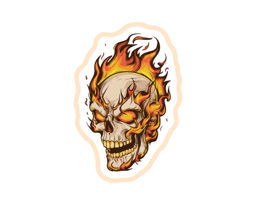 ستيكر جمجمة مشتعلة