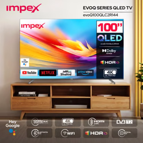 شاشة امبيكس 100 بوصة كيوليد نظام قوقل تي في 144 هرتز EVOQ100QLC2R144