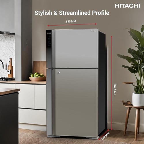 هيتاشي ثلاجة بابين فريزر علوي | 18.2 قدم مكعب (510...