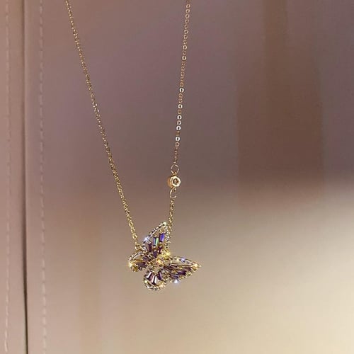 سلسال الفراشة مرصع بحجر الزركون