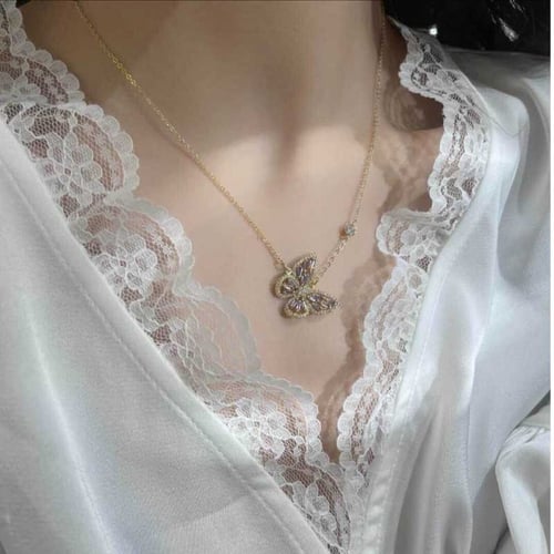 سلسال الفراشة مرصع بحجر الزركون