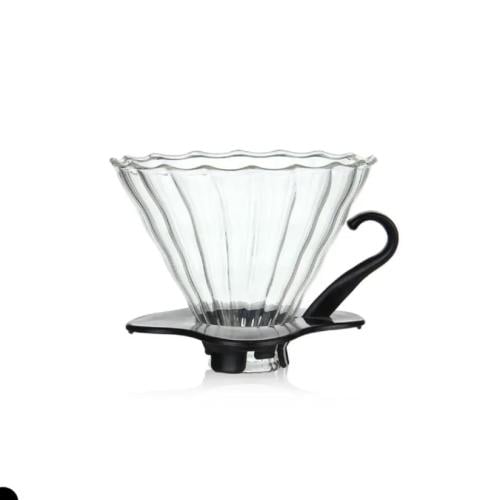 قمع تقطير زجاجي ذو مسكة بلاستيكية 02 | V60